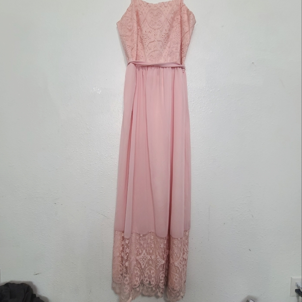 Vintage dress pink lace long maxi